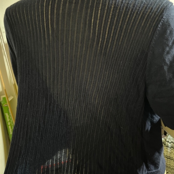 Women Size X 14W Bust 41 Two CJ Banks Open Front Cardigan Lightweight Knit - Bla - Picture 3 of 8